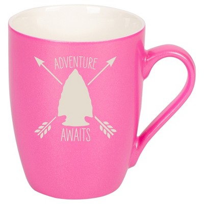 100 North Arrow Head 10 Ounce Pink Metallic Finish, Comfortably Fits Your Hands, New Bone China Coffee Tea Cup Mug, Adventure Awaits