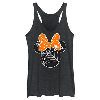 Women's Mickey & Friends Minnie Web Silhouette Racerback Tank Top - Black  Heather - Medium : Target