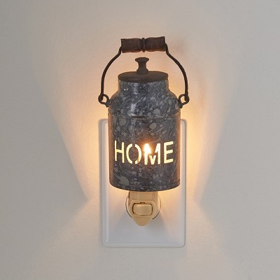 Rustic Galvanized Metal Home Canister Night Light