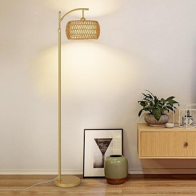 Arc Floor Lamp with Remote Control, Dimmable LED Floor Lamp with 3 Color Temperature, Standing Tall Pole Lamp for Living Room Bedroom,Gold