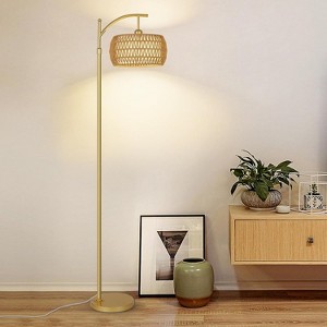 Arc Floor Lamp with Remote Control, Dimmable LED Floor Lamp with 3 Color Temperature, Standing Tall Pole Lamp for Living Room Bedroom,Gold - 1 of 4