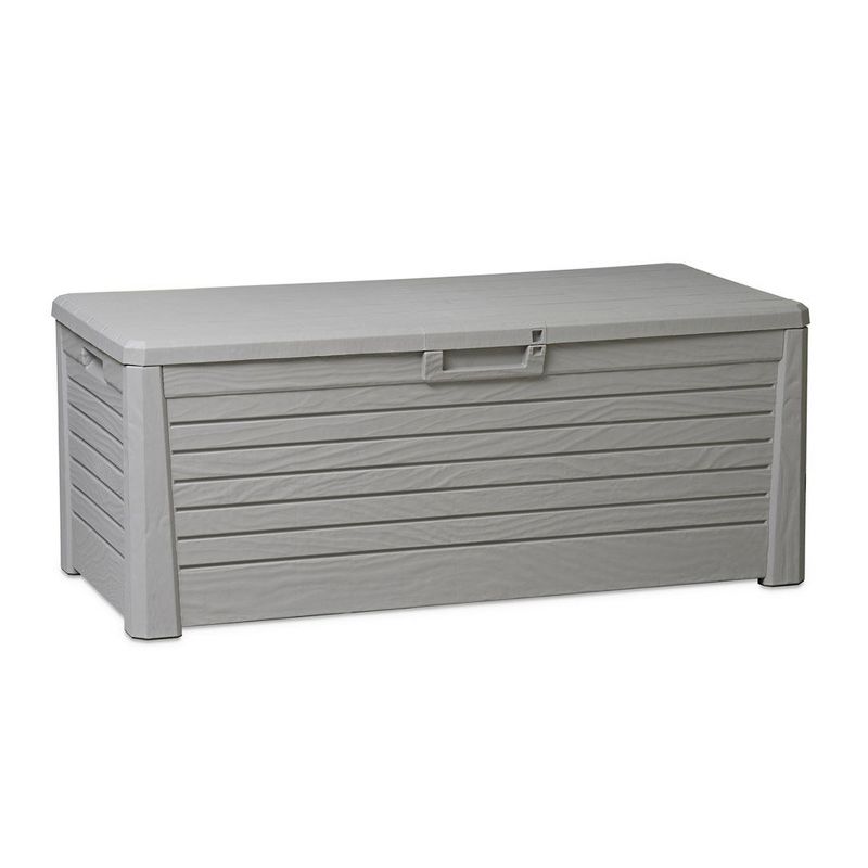 Toomax Florida UV Resistant Lockable Deck Storage Box Bench for Outdoor Pool Patio Garden Furniture & Indoor Toy Bin Container, 145 Gallon (Warm Grey), 1 of 7