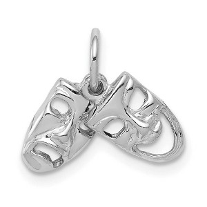 Black Bow Jewelry 14k White Gold Small Comedy and Tragedy Mask Charm - 1 of 4
