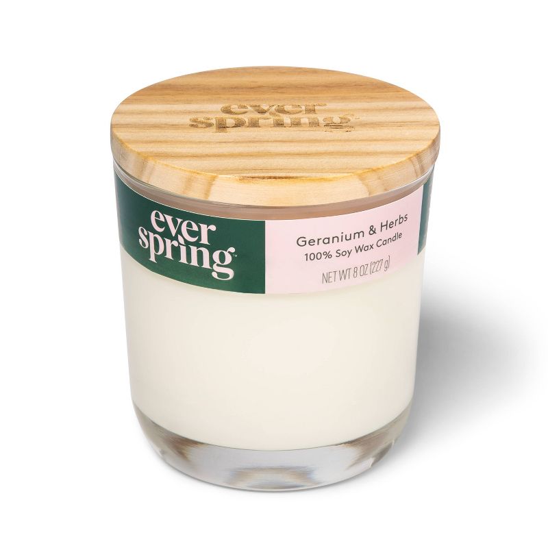 2-Wick Geranium &#38; Herbs 100% Soy Wax Candle - 8oz - Everspring&#8482;, 1 of 8