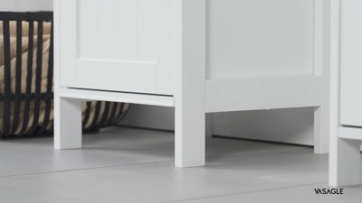 White MDF Bathroom Floor Cabinet with 2 Drawers and Open Shelf