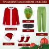 Itopfox Green Monster Adult Costume Christmas Costume Set, 7PCS Santa Claus Outfit with Mask - 4 of 4