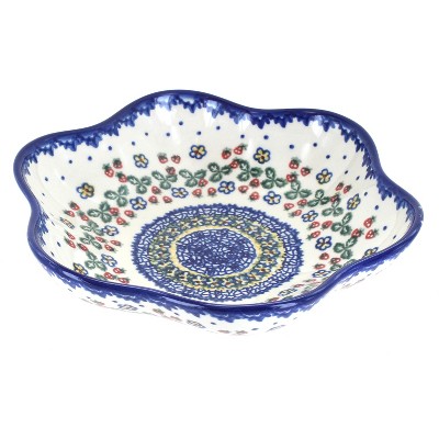 Blue Rose Polish Pottery Strawberry Garden Large Daisy Bowl