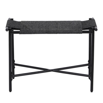 Ridstar Hand-Woven Paper Rope Ottomans For Entryway, Living Room, Bedroom & Office-Black