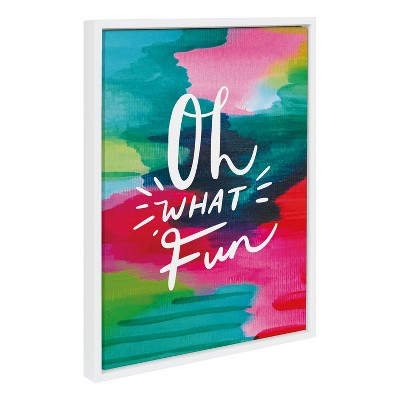 Holiday Inspired Colorful Canvas Wall Art, 18x24 White Frame