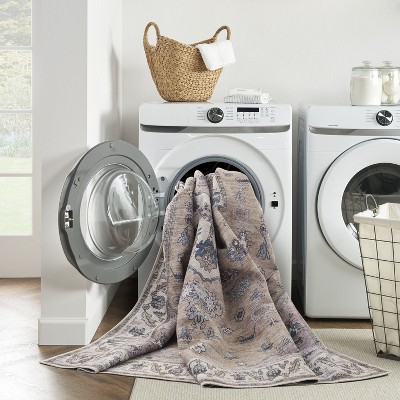 Brilliance 4' x 6' Beige Multicolor Washable Synthetic Rug
