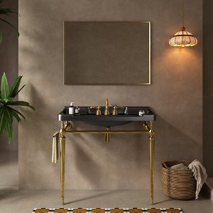 KIGFTSOD 36" Bathroom Console Sink, Wall-Mounted Green Ceramic Vanity Basin with 3 Pre-drilled Faucet Holes, No Faucet - 1 of 4
