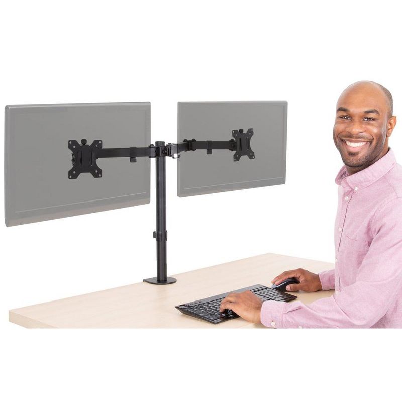 Dual Monitor Mount – Clamp-On Monitor Arm with 2 Adjustable VESA Mounts – Black – Stand Steady, 2 of 9