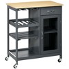 NicBex Mobile Kitchen Island Cart Morden Kitchen Carts on Wheels with Storage, 2-Tier Cabinet, 3 Open Shelves and Drawer for Kitchen - 3 of 4