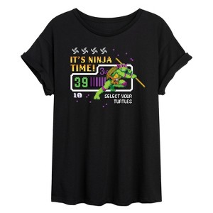 Women's - Teenage Mutant Ninja Turtles - Its Ninja Time Donnie Oversized Graphic T-Shirt - 1 of 4