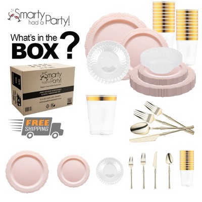 Smarty Had A Party Pink Vintage Disposable Plastic Tableware Set (60 Settings)