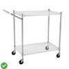 Commercial Grade Utility Cart - 2/3 TiresWire Rolling Cart with Handle Bar Alloy Steel Food Storage Trolley Low Handle - 2 of 4