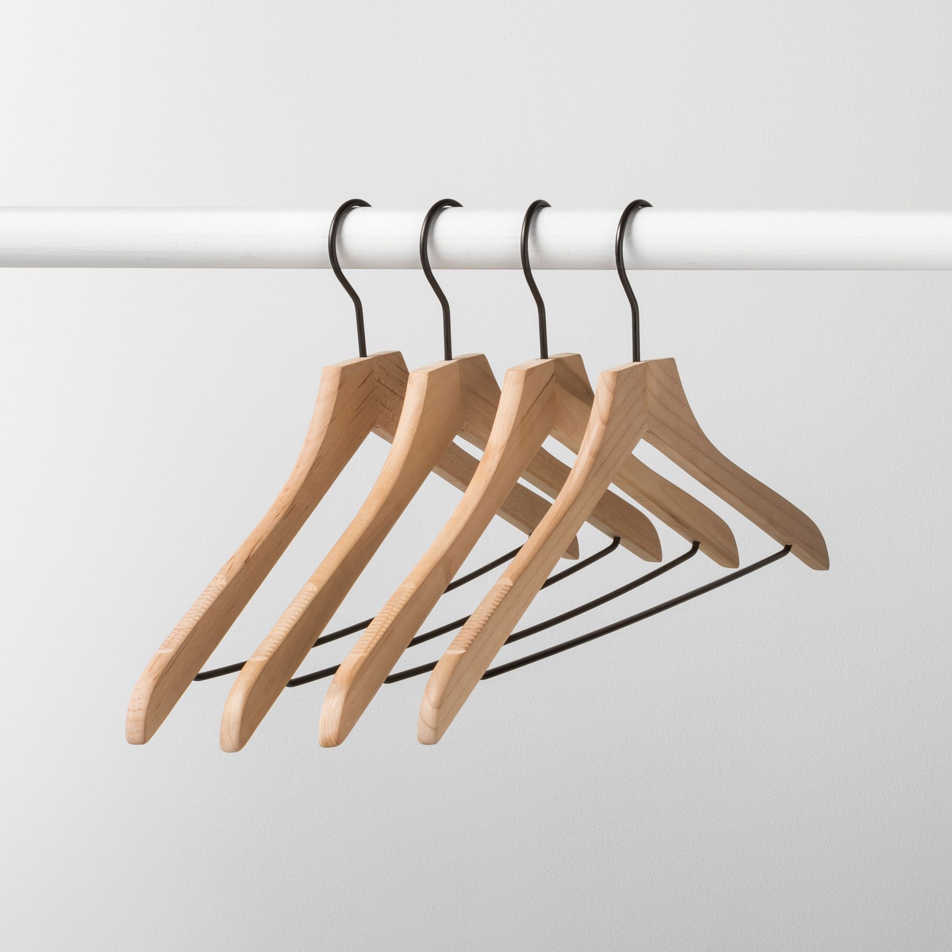 4pk Wood Suit Hangers Natural - Brightroom™: Non-Slip Wooden Hangers for Clothes, Sweaters, Dresses, Shirts, Suits