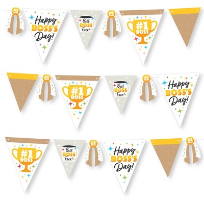 Big Dot of Happiness Happy Boss's Day - DIY Best Boss Ever Pennant Garland Decoration - Triangle Banner - 30 Pieces