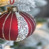 SEVOBAL Tree Ornaments Designer Glitter Glass Ball Set of 6 for Christmas Tree and Festive Holiday Displays, Red, 3.9"*3.9"*3.9" - 3 of 4