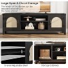 TV Stand for Living Room, 59" TV Console Cabinet with Rattan Door and Adjustable Shelves, Boho Entertainment Center with 2-Tier Open Storage - 3 of 4