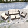 YARDSIGHT 5-Piece Patio Swivel Conversation Set with 3-Seat Sofa, 2 Swivel Chairs, and 2 Ottomans, for Garden, Deck, or Porch - 2 of 4