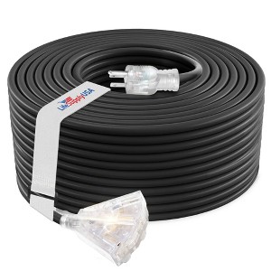 LifeSupplyUSA 12 Gauge 3-Outlet Power Extension Cord Outdoor & Indoor Waterproof Cable SJTW 12/3 ETL Listed - 1 of 4