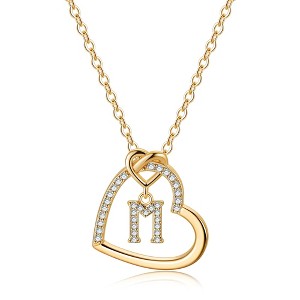 Turandoss 18K Gold Heart Initial Necklace for Women Girls, Dainty Zircon Pendant Necklace, Birthday Gifts for Women Girls, Gold Jewelry, 20+2.5In - 1 of 4
