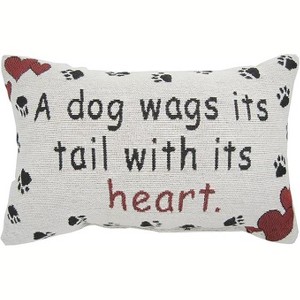 Manual Woodworkers and Weavers A Dog Wags Its Tail With Its Heart Throw Pillow, Pet-Inspired Decorative Cushion with Quote Design - 1 of 4