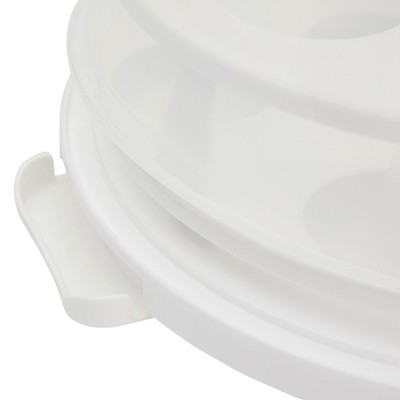 White Semi-Transparent 2-In-1 Round Cake Carrier with Handle