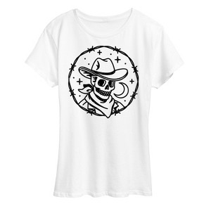 Women's - Instant Message - Skeleton Cowboy with Moon Short Sleeve Graphic T-Shirt - 1 of 4