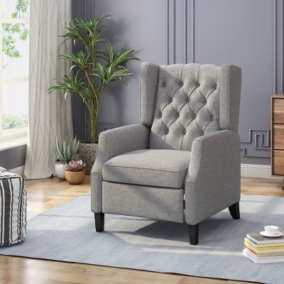 Modern Wingback Manual Recliner with Solid Wood Legs Accent Chair for bedroom living room-Christopher Knight Home