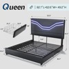 AMERLIFE Bed Frame with LED Lights and Storage Drawers, Leather Upholstered Headboard, No Box Spring Needed - 2 of 4