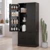 NicBex Farmhouse Fluted Kitchen Pantry Cabinet with 3 Keyboard Drawers, Freestanding Cupboard Buffet Storage Cabinet for Dining Room - 2 of 4