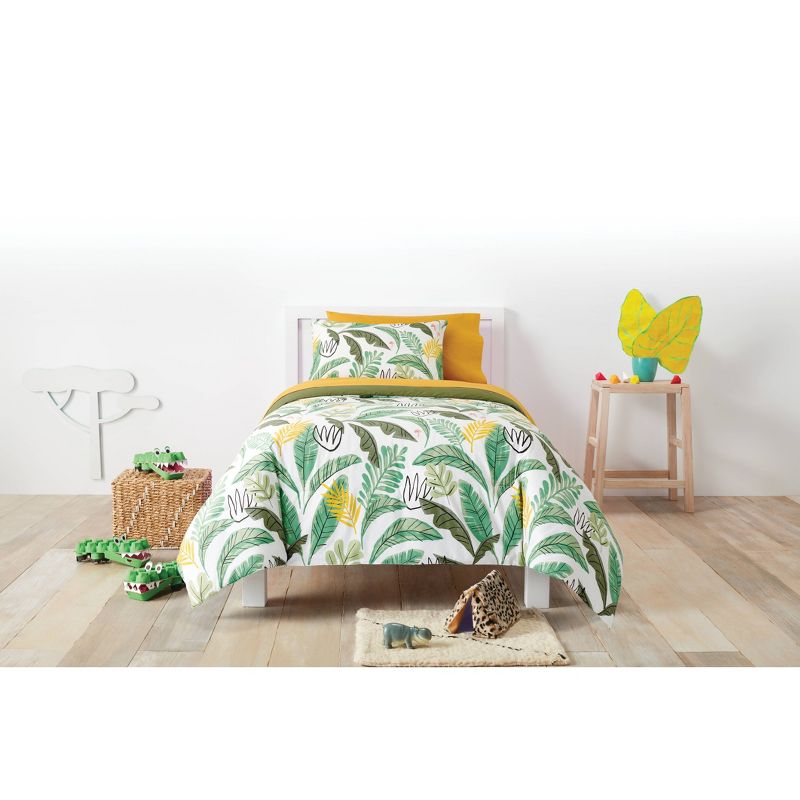 Botanical Garden Cotton Kids' Comforter Set Green - Pillowfort™, 5 of 14