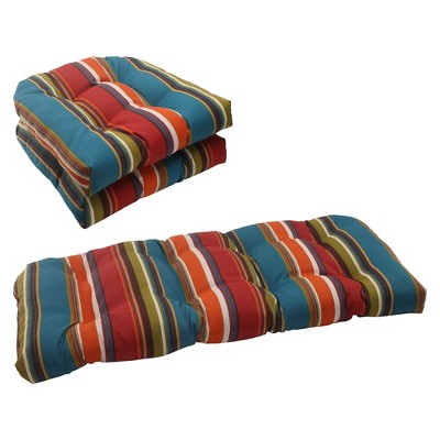 Outdoor Cushion Collection - Brown/Red/Teal Stripe