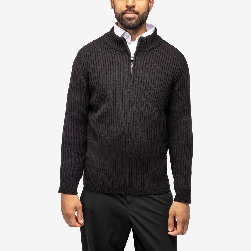 X RAY Men's Ribbed Mock Neck Quarter-Zip Sweater, 1 of 9