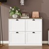 TIRAMISUBEST Shoe Storage Sideboard Cabinet with 4 Flip Drawers, Space-Saving Organizer for Entryway, Hallway - White - 2 of 4