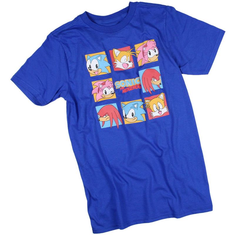 Sonic The Hedgehog Boy's Character Squares Grid With Logo Design T-shirt Kids, 3 of 5