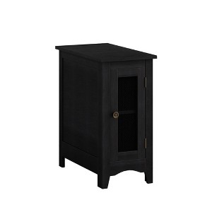 Gulches Narrow Accent Side Table, Solid Black Veneer with Closed Cabinet & Fixed Shelf,Pine Wood, 11.75"W x 21.75"L x 24.25"H for Bedroom Living Room - 1 of 4
