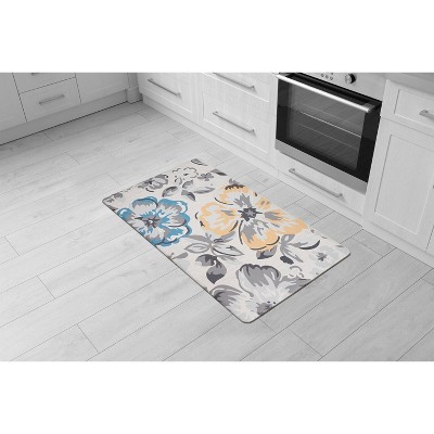 Cream Modern Floral Anti-Fatigue Standing Mat 18" x 30"