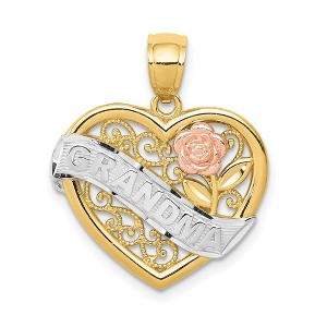 Black Bow Jewelry 14k Two Tone Gold and White Rhodium Grandma Heart Pendant, 19mm - 1 of 4