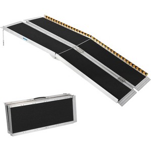 Portable Wheelchair Ramp, Anti-slip Surface, Reflective Strip, Transition Plate, Seamless Folding Threshold Ramp, with a Capacity of 600 Pounds - 1 of 4