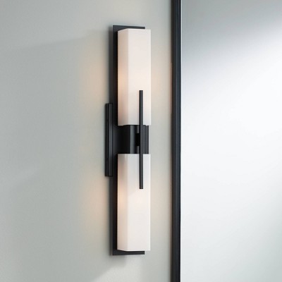 Midtown Black and White Glass 27" Dimmable Wall Light