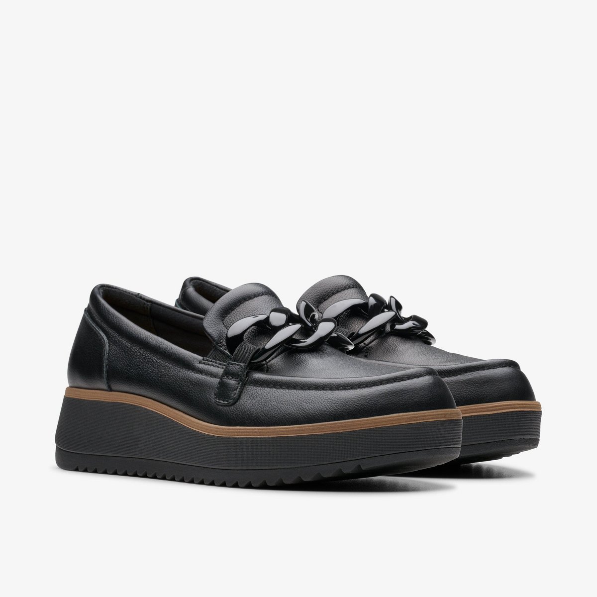Обувь Clarks Womens Zylah May Black Leather Shoes 7.5 Wide — фото 4