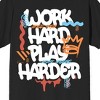 Work Hard Play Harder Graffiti Look on Black Adult Crew Neck Short Sleeve T-shirt - 2 of 4