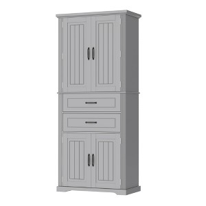 Gulches Elegant Minimalist Multi-Functional Storage Cabinet - 2 Drawers with Slide Rails, Adjustable Shelf, Gray for Kitchen/Bathroom/Dining Room - 1 of 4