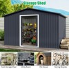 10x8 ft Outdoor Storage Shed, Galvanized Steel Garden Shed with Lockable Door, Gray/Brown - 3 of 4