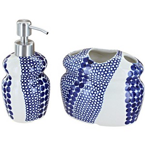 Blue Rose Polish Pottery 2018-2115- Zaklady Toothbrush Holder & Soap Dispenser Set - 1 of 1