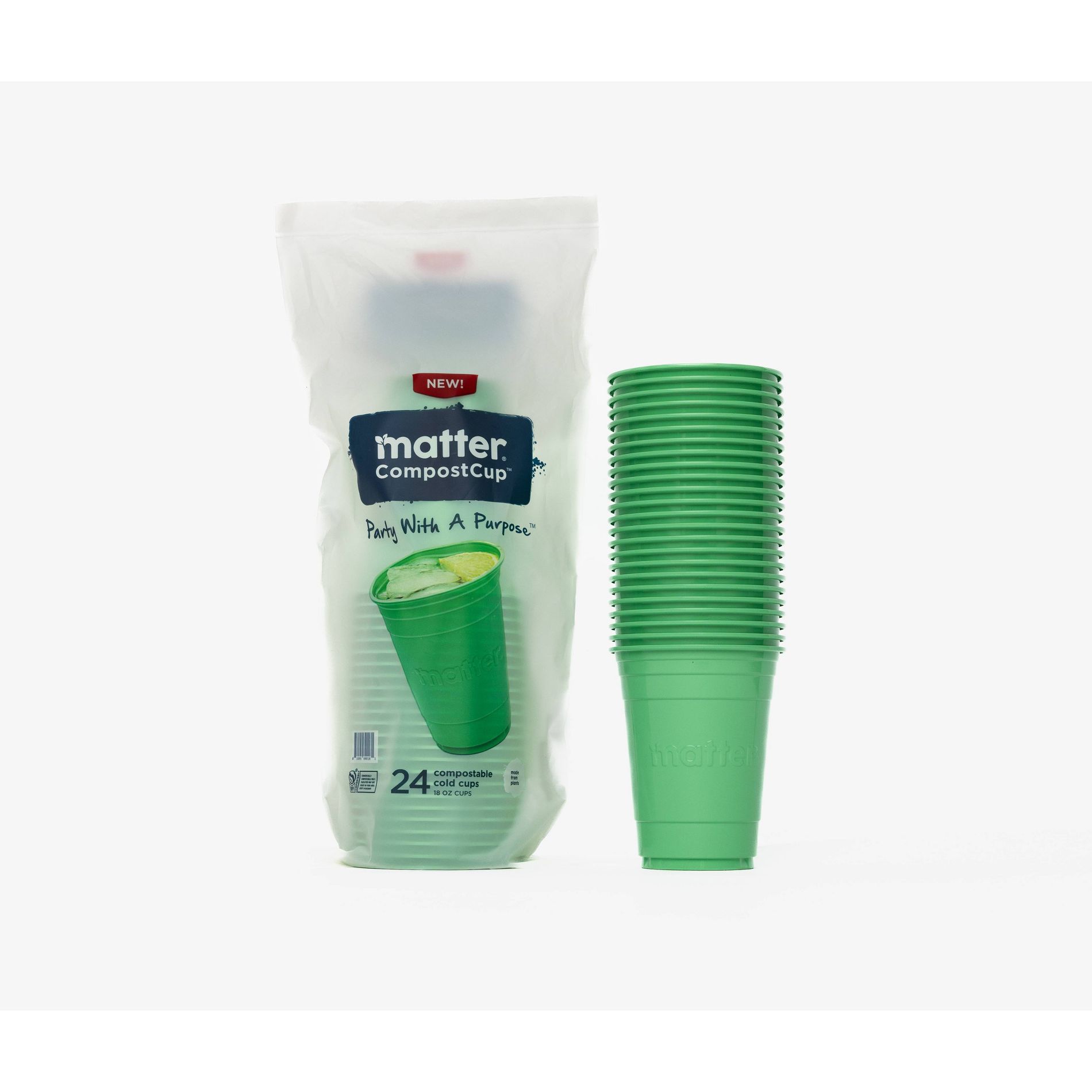 Matter Compostable Cold Disposable Cups - 18oz/24ct