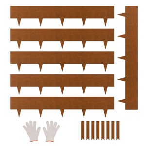 VEVOR Steel Landscape Edging, 6 Packs 40 x 8 in Weather-Resistant & Pre-Rust Metal Landscape Edging, Bendable Garden Edging Border,Shark Spike,Brown - 1 of 4